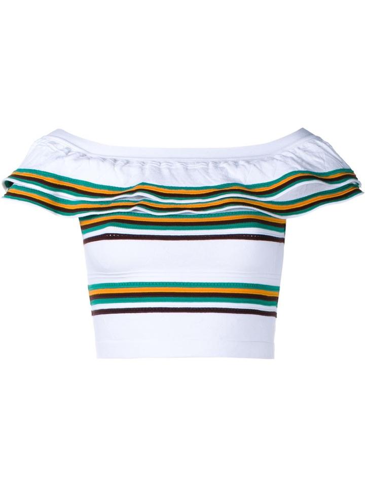Msgm Off-the-shoulder Stripe Top