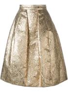 Oscar De La Renta Jacquard Skirt, Women's, Size: 6, Grey, Silk/polyester/wool