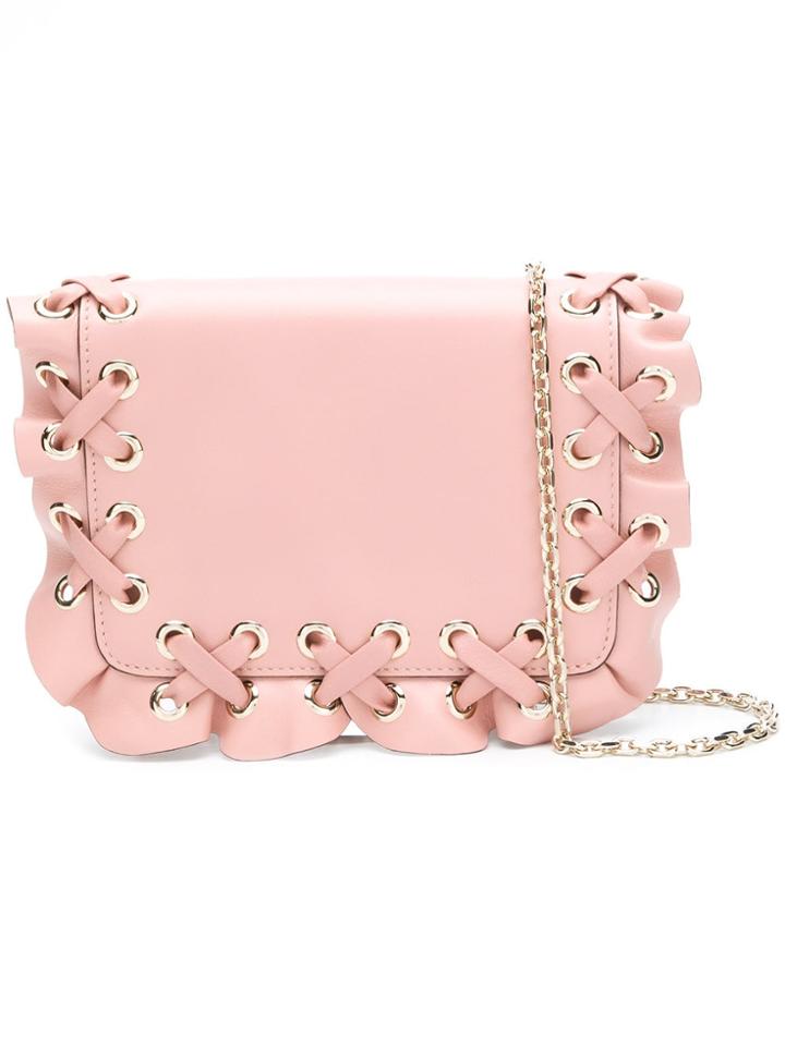 Red Valentino Red(v) Woven Ruffle Cross-body Bag - Pink & Purple