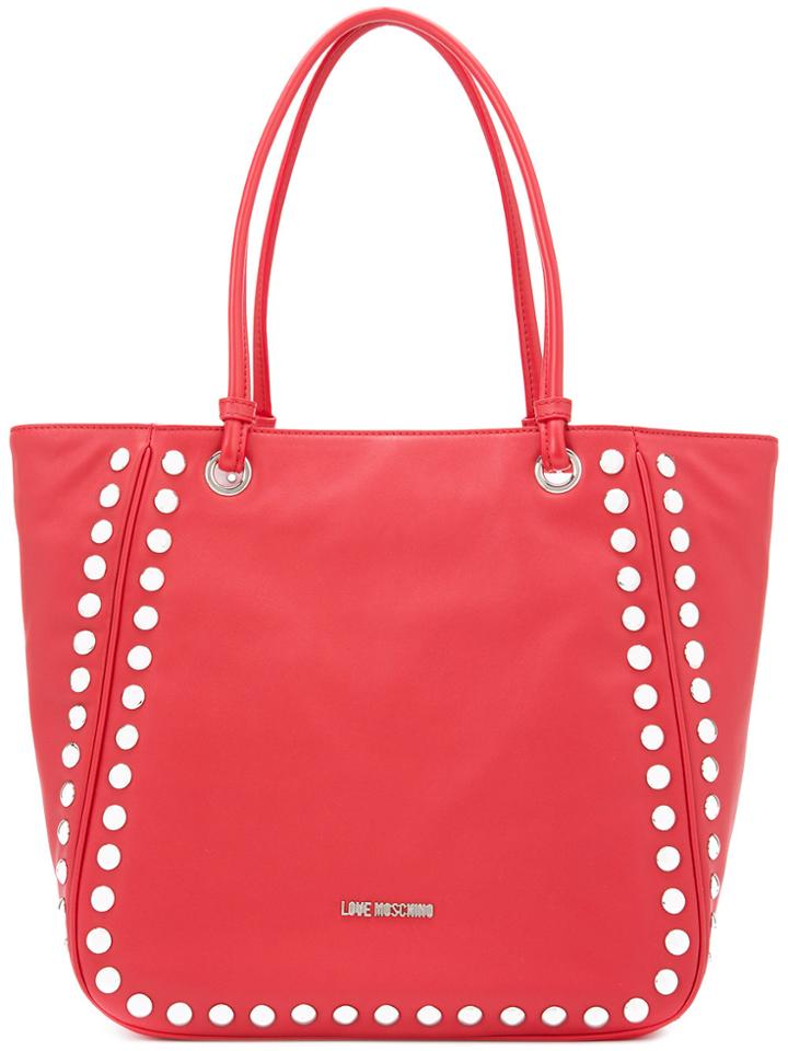 Love Moschino Silver Studded Tote Bag - Red