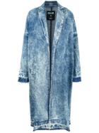 Msgm Acid Wash Denim Coat, Women's, Size: 46, Blue, Cotton