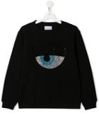 Chiara Ferragni Kids Teen Logomania Embellished Sweatshirt - Black