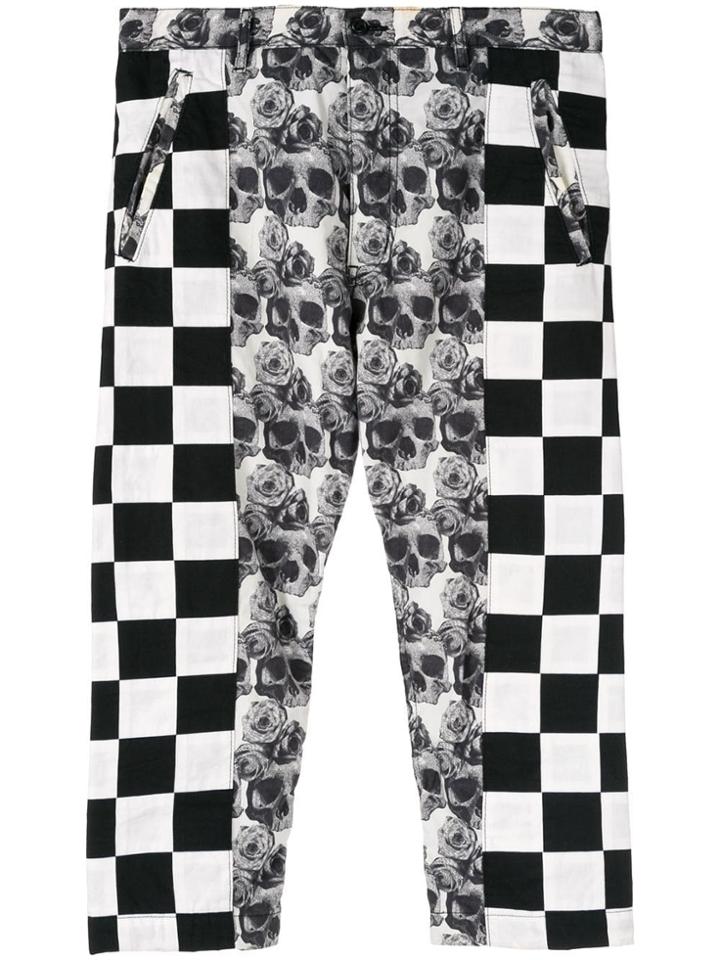 Comme Des Garçons Pre-owned Skull And Roses Print Trousers - Black