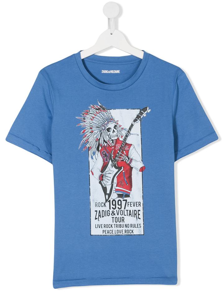 Zadig & Voltaire Kids Skeleton Print T-shirt - Blue