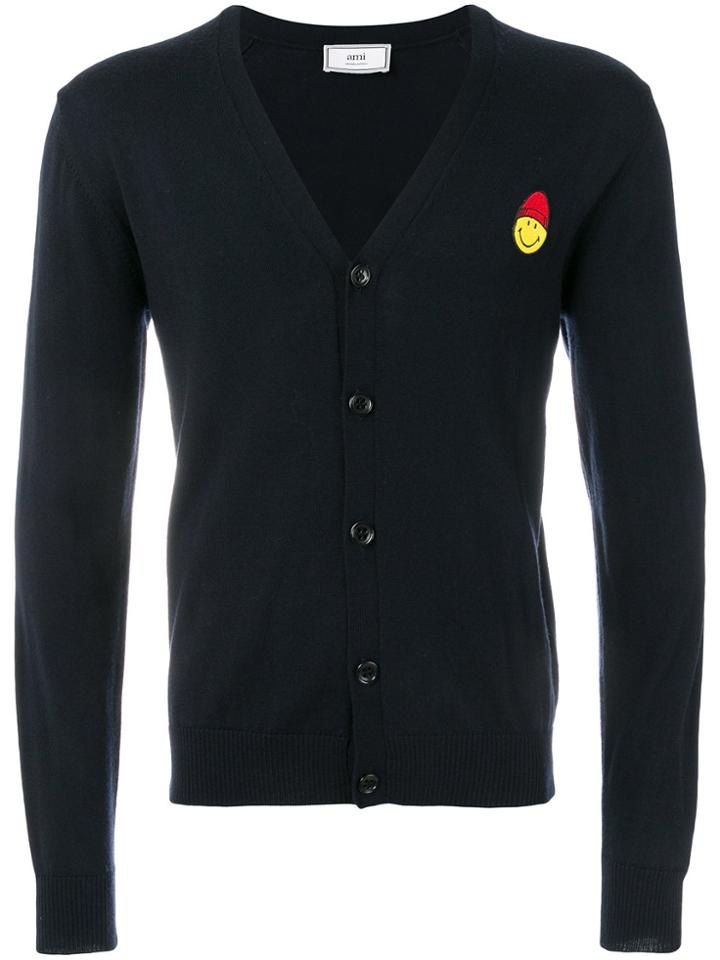 Ami Alexandre Mattiussi Cardigan Smiley Chest Patch - Blue