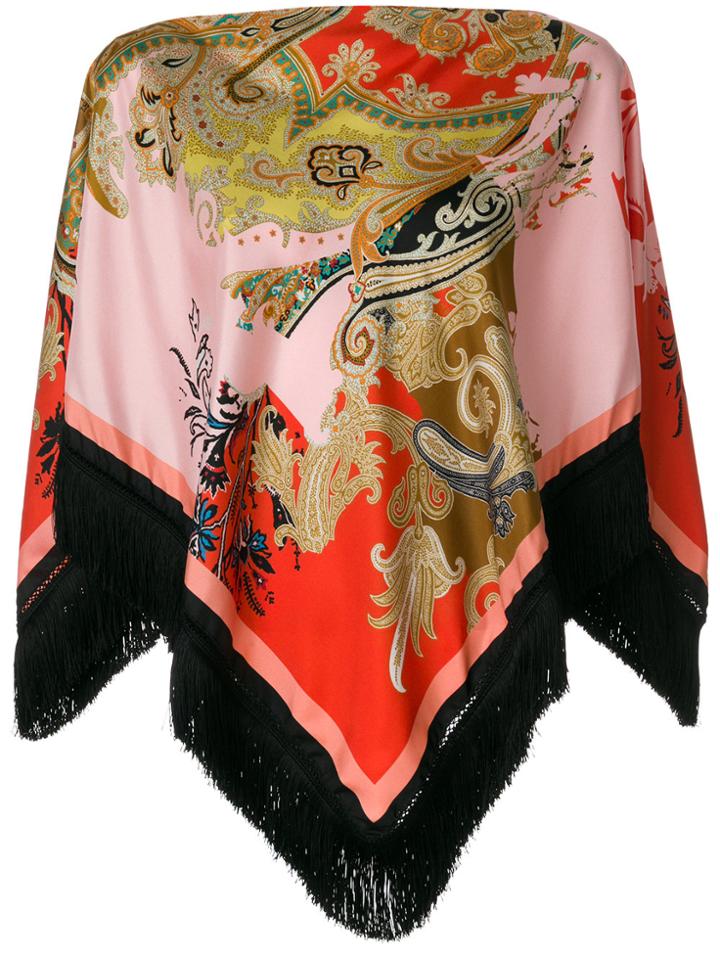 Etro Paisley Print Fringed Poncho - Multicolour