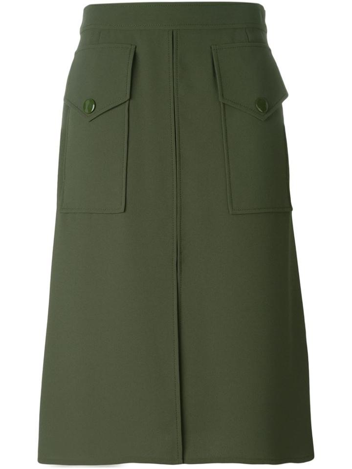Barbara Bui A-line Pocket Skirt, Women's, Size: 42, Green, Polyester