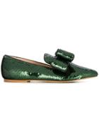 Polly Plume Sequin Embellished Loafers - Green