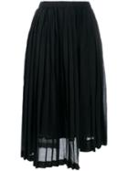 No21 Midi Plissee Skirt, Women's, Size: 38, Black, Silk/cotton