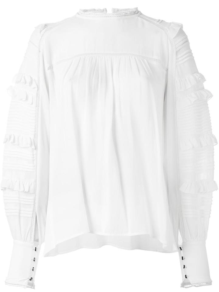 Isabel Marant 'quimper' Ruffle Sleeve Blouse, Women's, Size: 34, White, Silk/spandex/elastane/cotton