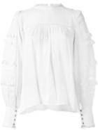 Isabel Marant 'quimper' Ruffle Sleeve Blouse, Women's, Size: 34, White, Silk/spandex/elastane/cotton