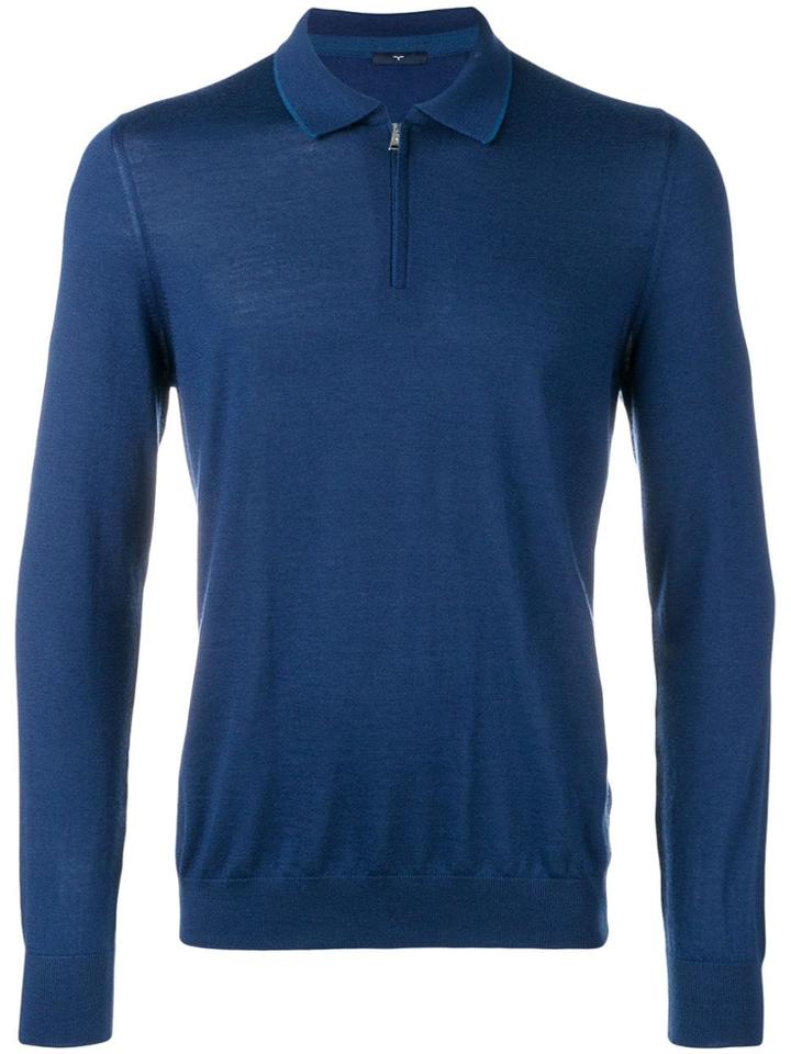 Larusmiani Zip-up Polo Shirt - Blue