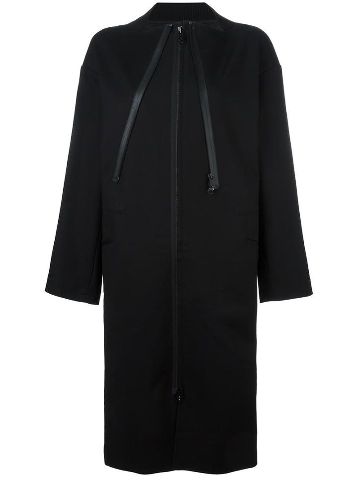 Y-3 Oversized Zipped Coat, Women's, Size: Medium, Black, Cotton/spandex/elastane/polyester