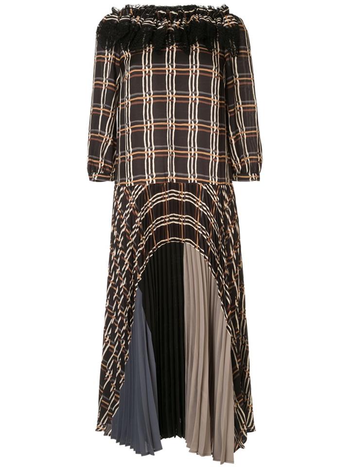 Antonio Marras Pleated Check Dress - Black