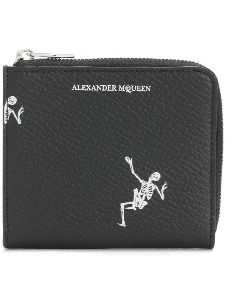 Alexander Mcqueen Dancing Skeleton Zip Coin Wallet - Black