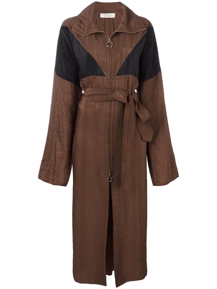 Nina Ricci Long Zipped Trenchcoat, Women's, Size: 36, Brown, Viscose
