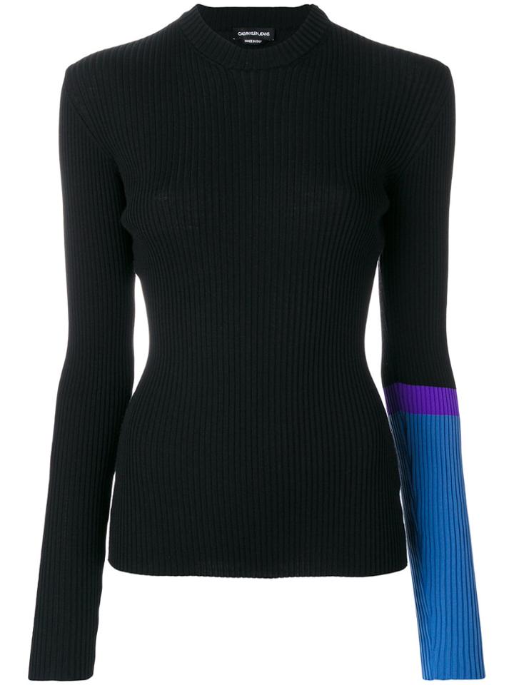 Calvin Klein 205w39nyc Colour Block Sleeve Jumper - Black