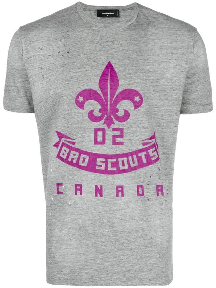 Dsquared2 Bad Scouts Crest Print T-shirt - Grey