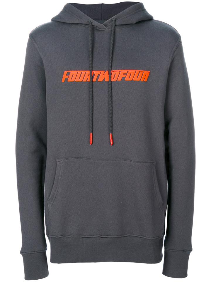 424 Fairfax - Front Print Hoodie - Men - Cotton - S, Grey, Cotton