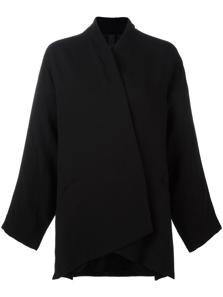 Ilaria Nistri Asymmetric Concealed Fastening Jacket, Size: 40, Black, Viscose/virgin Wool/pbt Elite