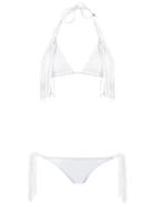 Amir Slama Fringed Bikini Set, Women's, Size: G, White, Elastodiene