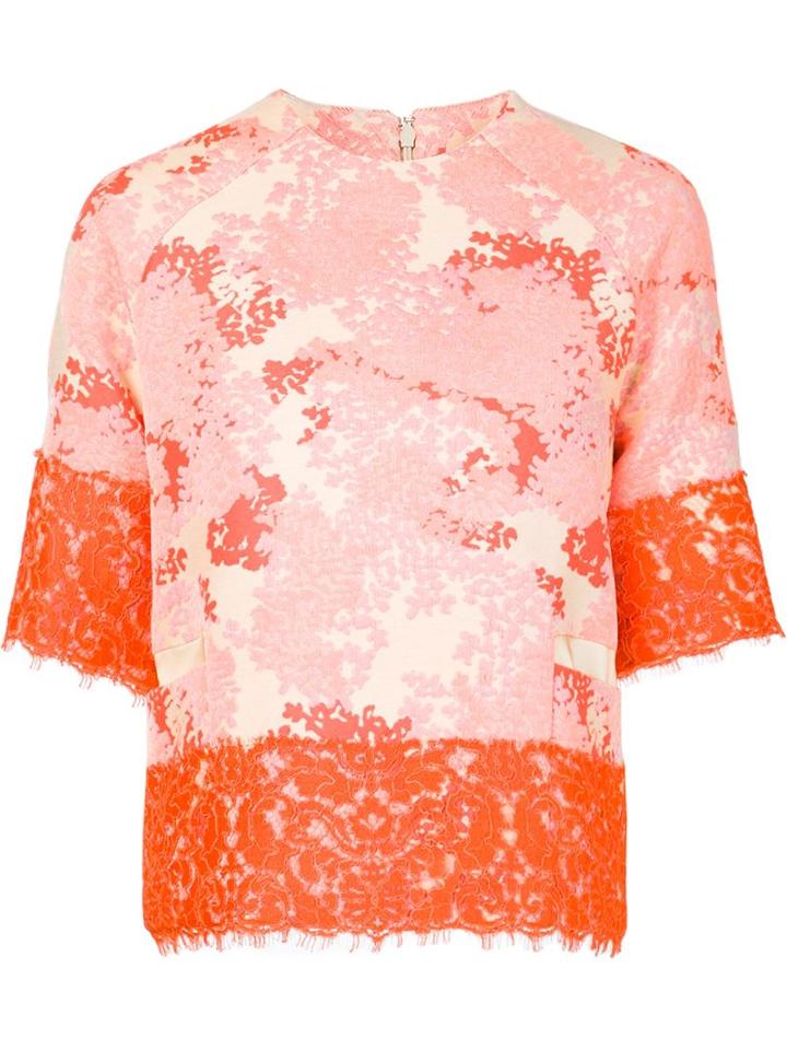 Carolina Herrera Lace Hem Printed Sweater