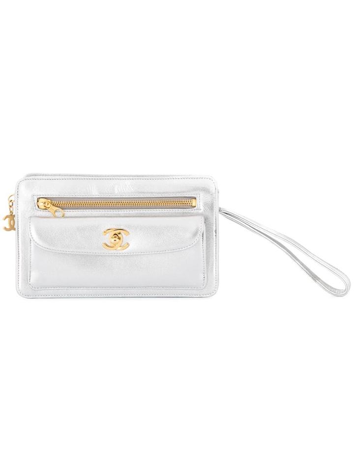 Chanel Vintage Clutch Hand Bag - Silver