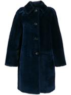 Desa 1972 Button Down Shearling Coat - Blue