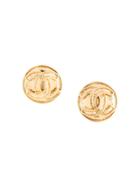 Chanel Pre-owned Cc Logo Round Earrings - Gold