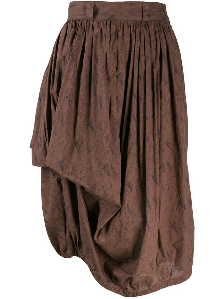 Versace Pre-owned 1980's Gathered Asymmetric Skirt - Brown