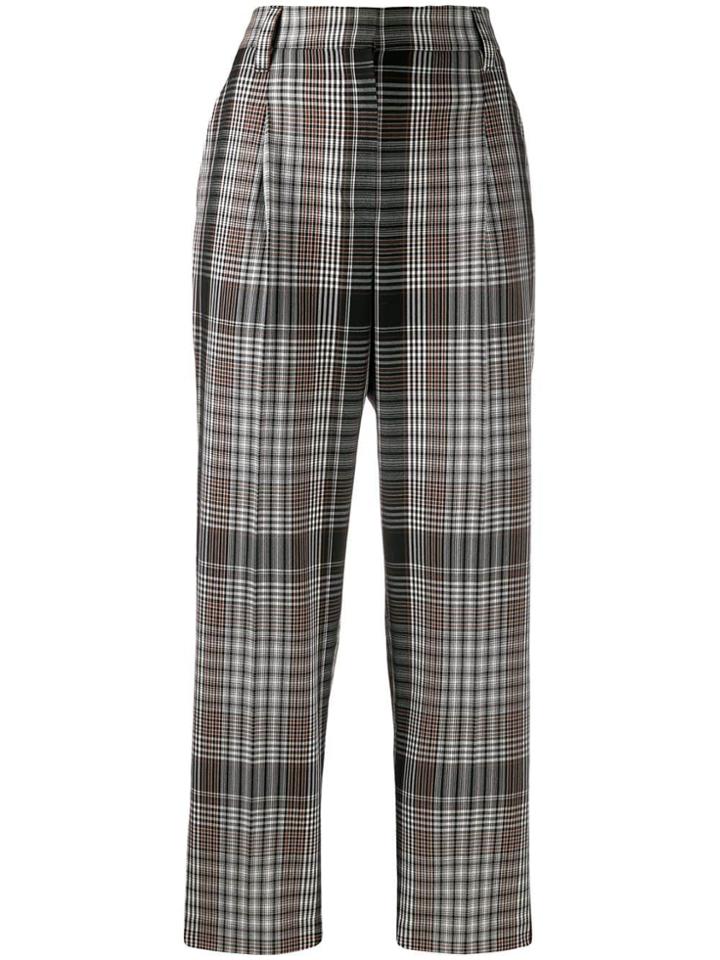 Brunello Cucinelli High-waisted Tartan Trousers - Black
