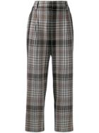 Brunello Cucinelli High-waisted Tartan Trousers - Black