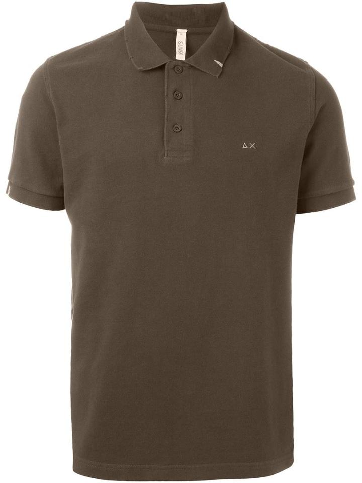 Sun 68 Embroidered Logo Polo Shirt, Men's, Size: L, Brown, Cotton