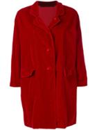 Daniela Gregis Velvet Single Breasted Coat - Red