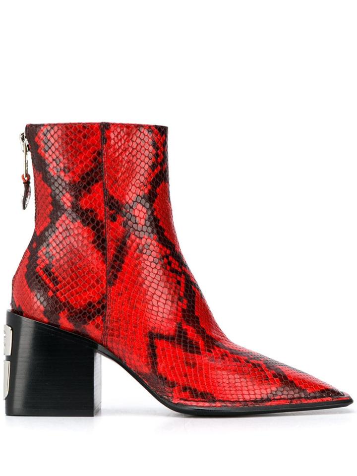 Alexander Wang Snakeskin Pattern Ankle Boots - Red