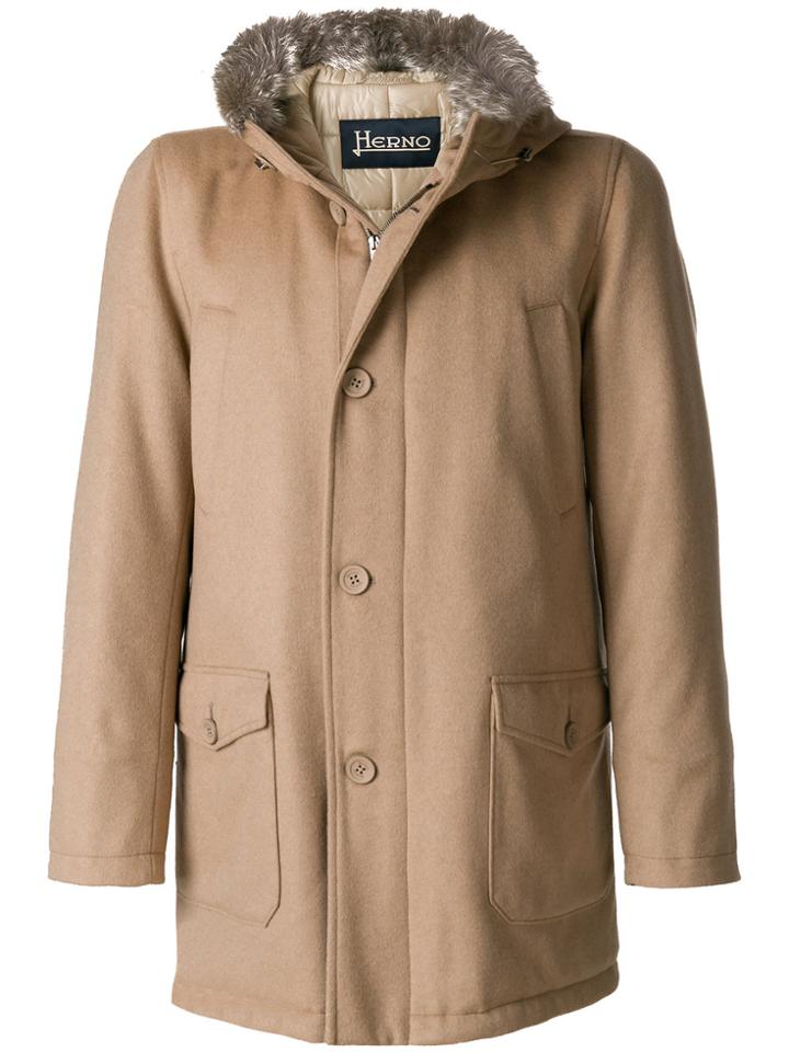 Herno Fur Hooded Parka - Nude & Neutrals