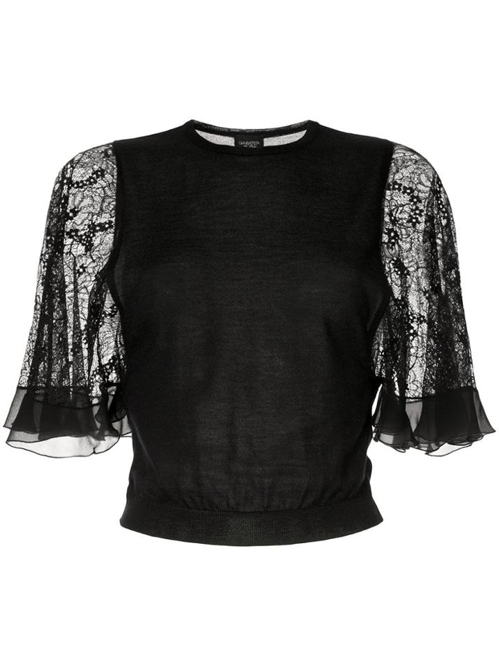 Giambattista Valli Lace Sleeve Knitted Top - Black
