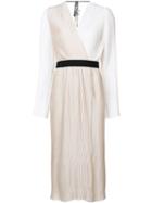 Tome Satin Pleated Wrap Dress, Women's, Size: Medium, White, Polyester