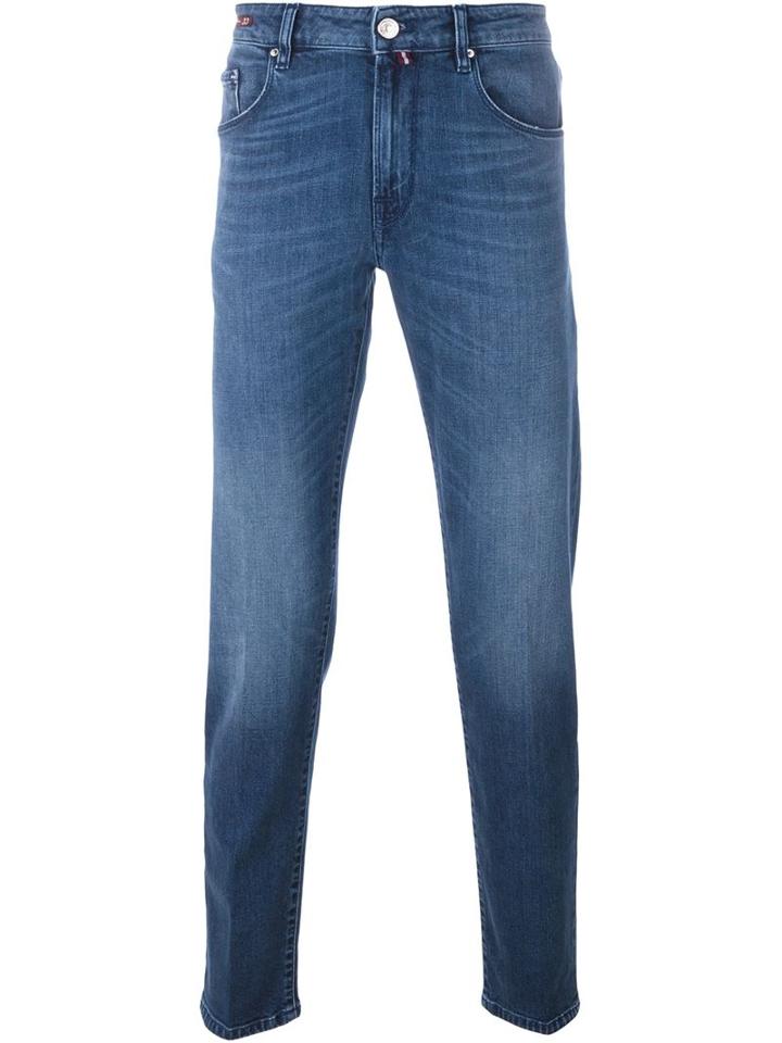 Pt01 Whiskered Jeans, Men's, Size: 38, Blue, Cotton/spandex/elastane
