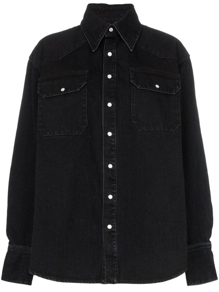 Matthew Adams Dolan Long Sleeved Denim Western Shirt - Black