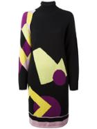 Versace Vintage Roll Neck Geometric Dress - Black