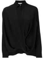 Moschino - Crossover Draped Shirt - Women - Silk - 38, Black, Silk