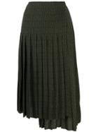 Fendi Asymmetric Pleated Skirt - Green