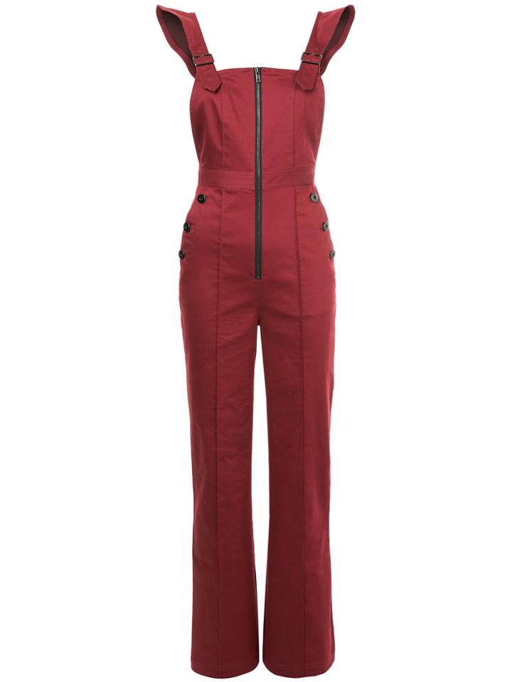 Self-portrait Zip Front Jumpsuit - Red