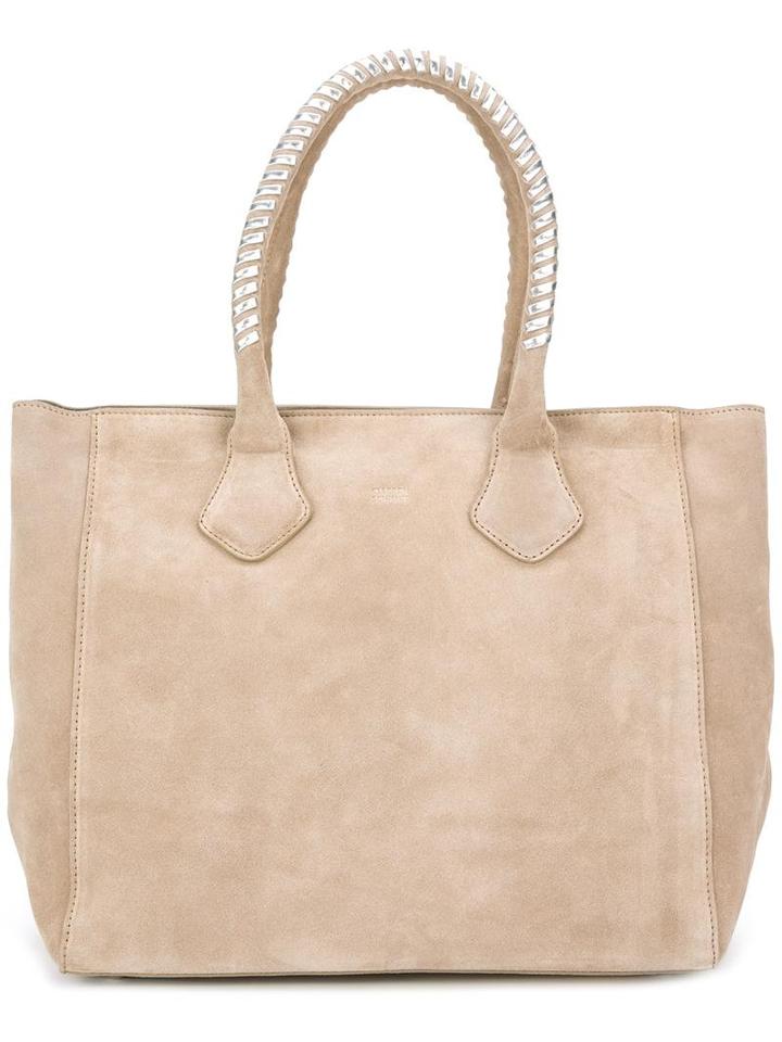 Steffen Schraut Studded Handle Tote, Women's, Nude/neutrals, Calf Suede/alcantara