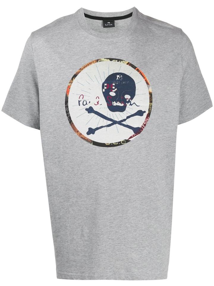 Ps Paul Smith Skull And Crossbones Print T-shirt - Grey