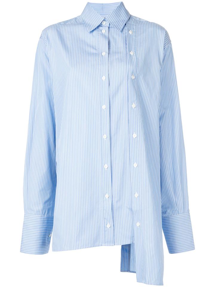 Rokh Double Button Placket Striped Shirt - Blue