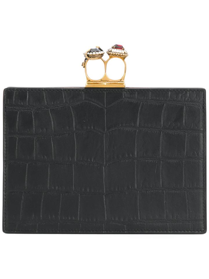 Alexander Mcqueen Double Ring Clutch - Black
