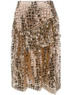 Simone Rocha Ruffled Sequin Skirt - Gold