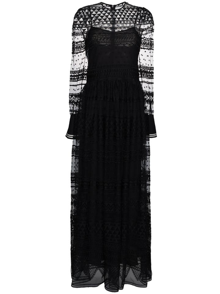 Philosophy Di Lorenzo Serafini Geometric Lace Maxi Dress - Black